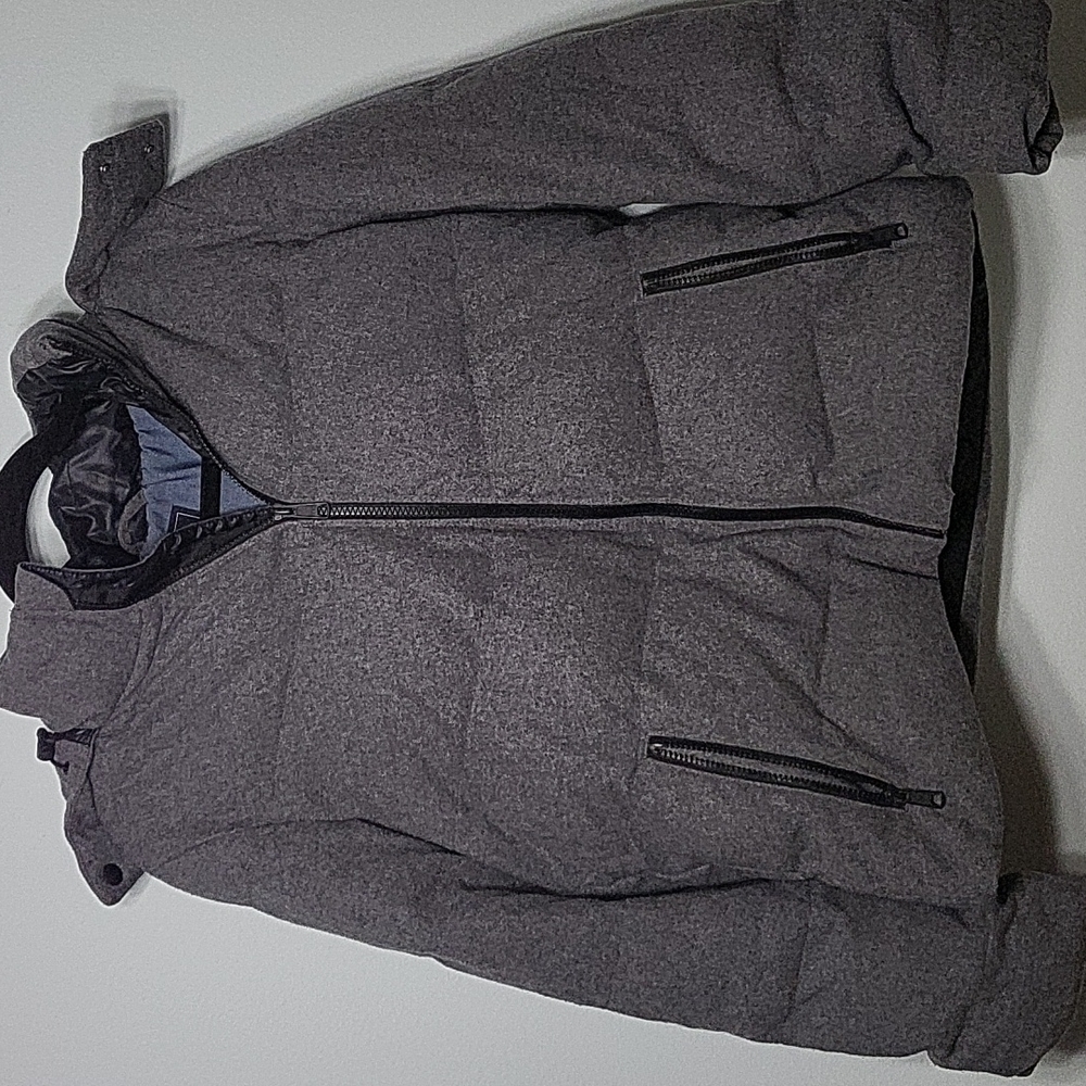 GAP Wool Blend Hooded Puffer Coat Primaloft Down Alternative